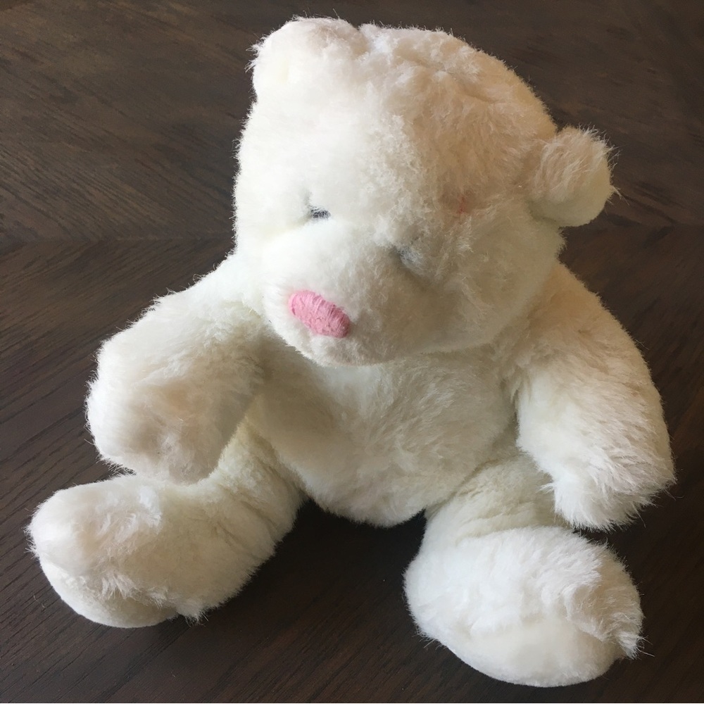 Build-a-Bear Workshop white teddy bear with pink nose